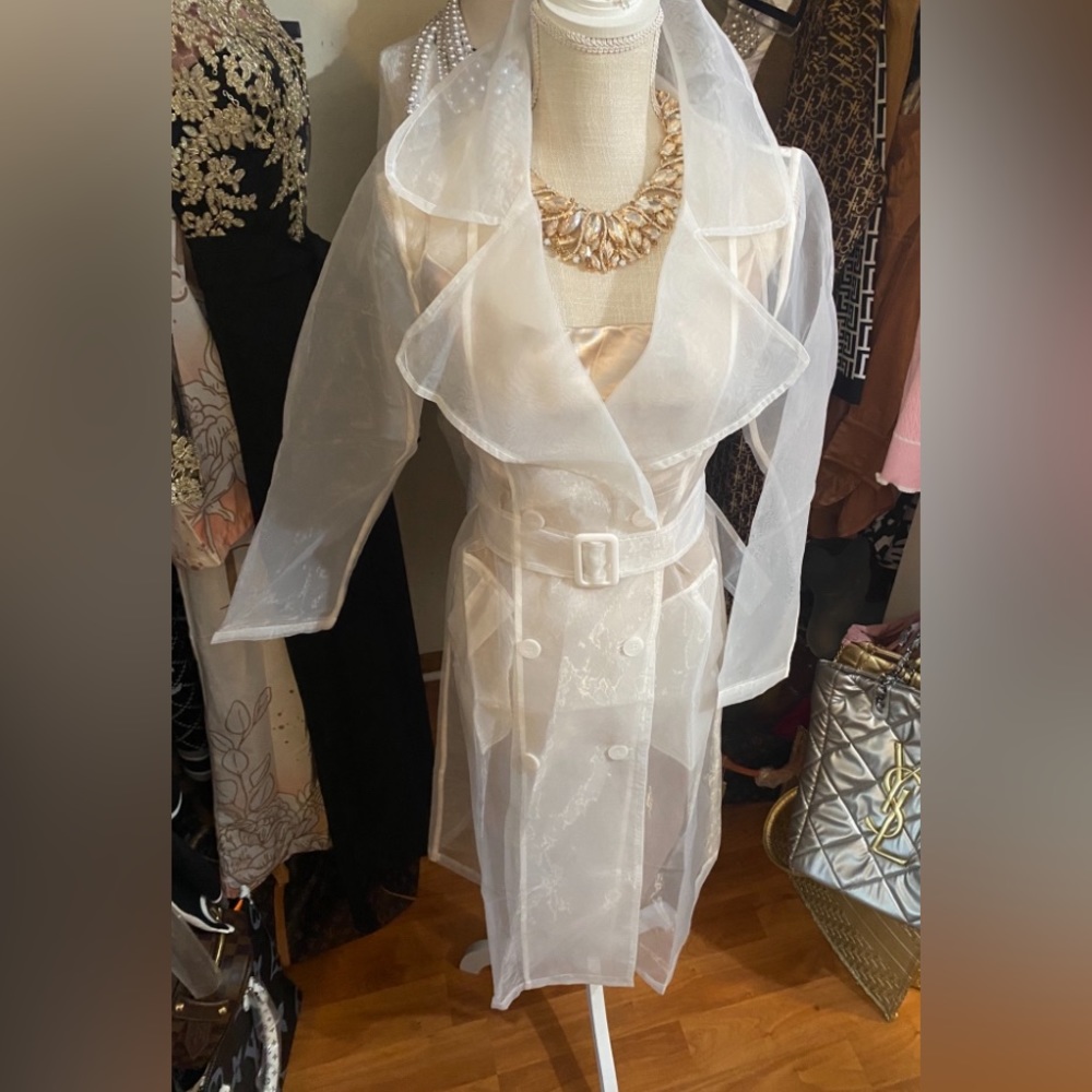 Sheer White Organza Evening Coat Sz S, M & L